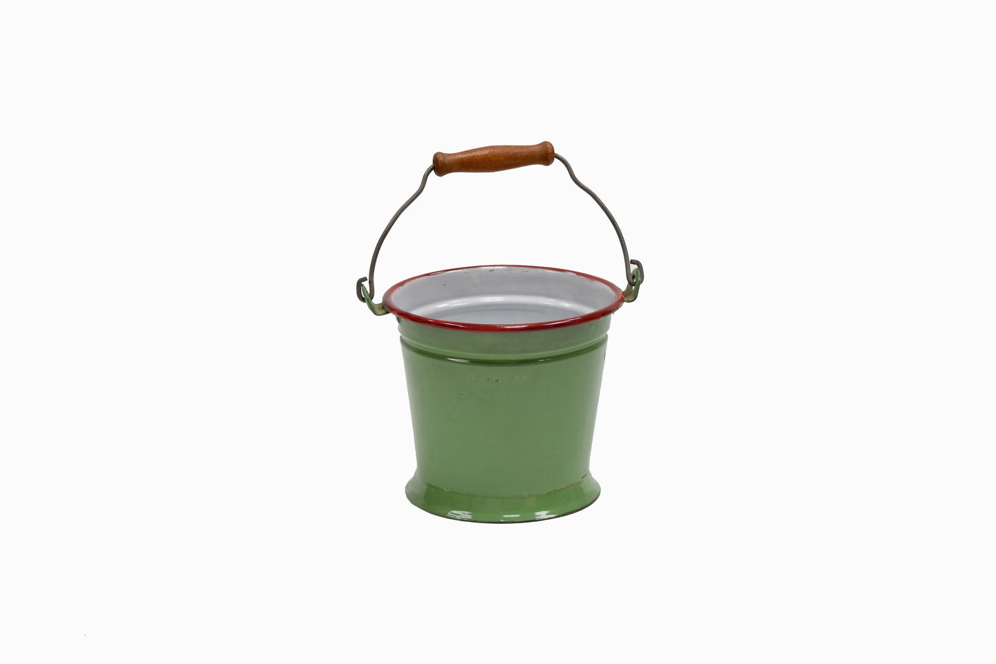 Vintage green enamel bucket