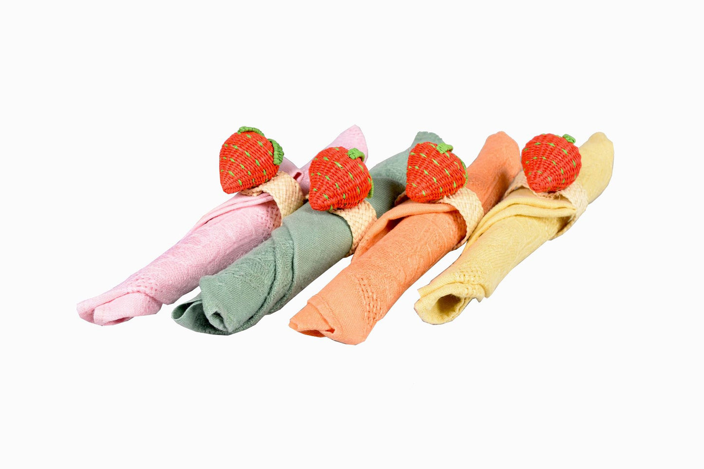 Ronds de serviette fraise lot de 4