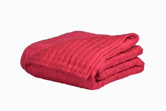 KING SIZE QUILTED SILK BEDSPREAD RED