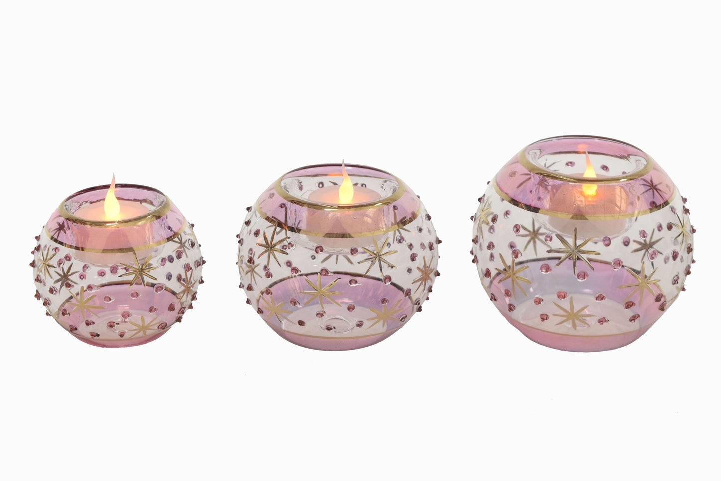 Egyptian glass candle holders Pink