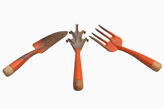 Vintage gardening tools orange