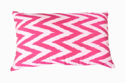 Rectangular silk Ikat pink Cushion Ref 1