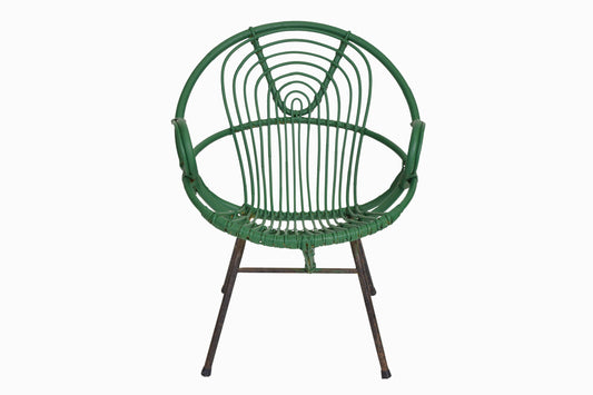 Sixties green cane chair