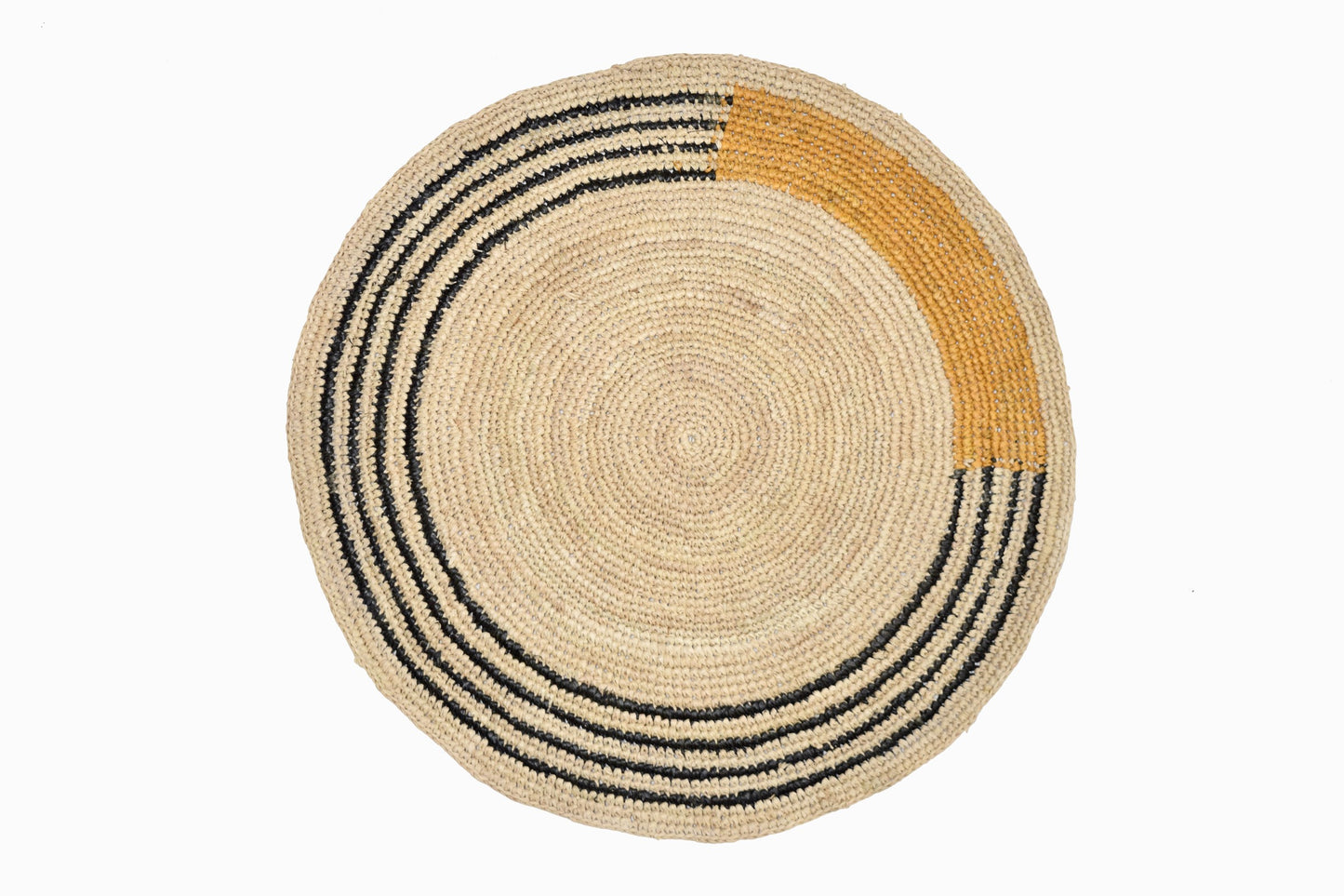 CIRCULAR STRAW TABLE MATS BLACK OCHRE (SET OF 4)