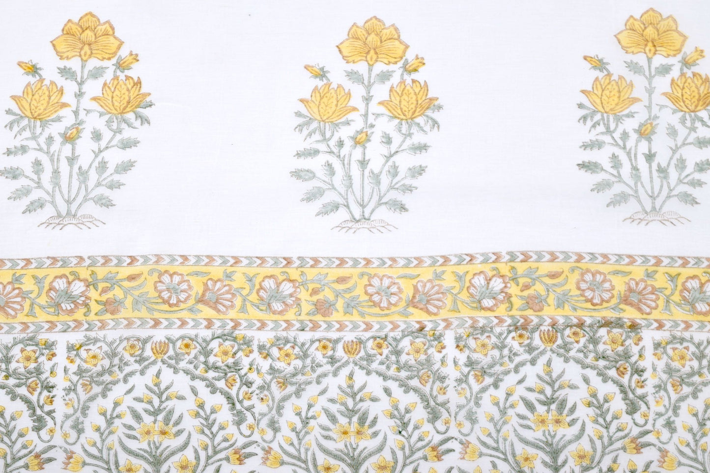 Camino de mesa de algodón estampado con flores amarillas TR2 