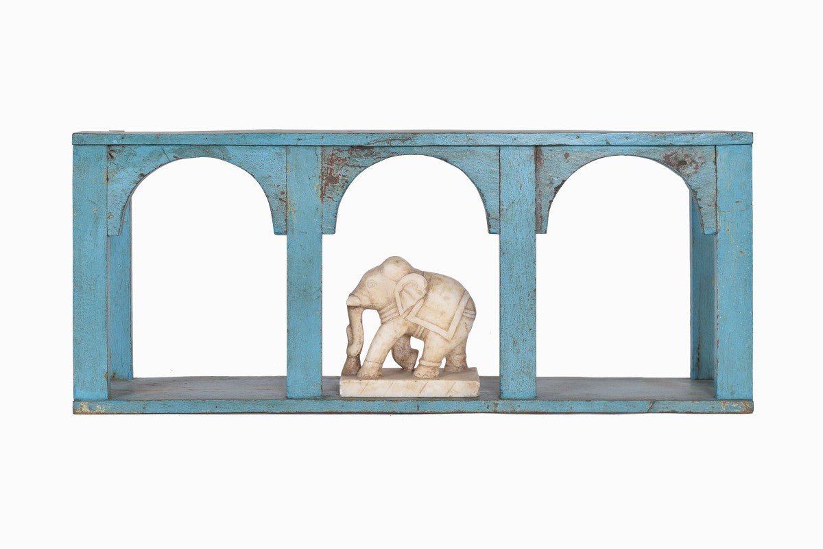Unité murale indienne en bois à trois arches 