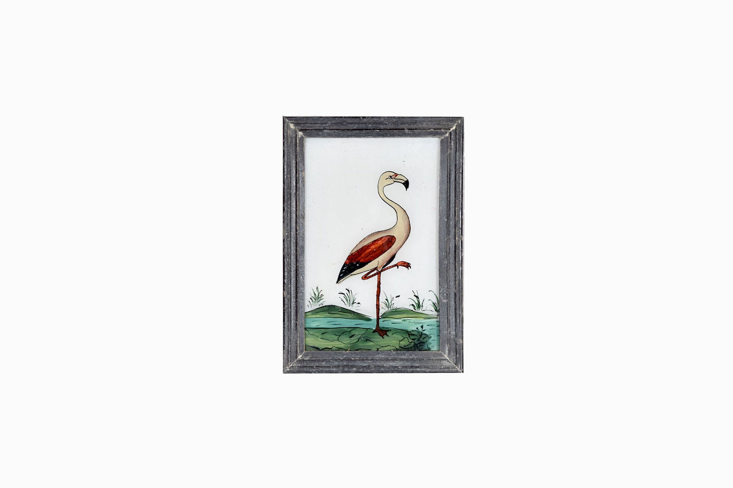Peinture sur verre indienne d'un oiseau de rivière (petit)