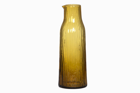 Grooved glass carafe amber