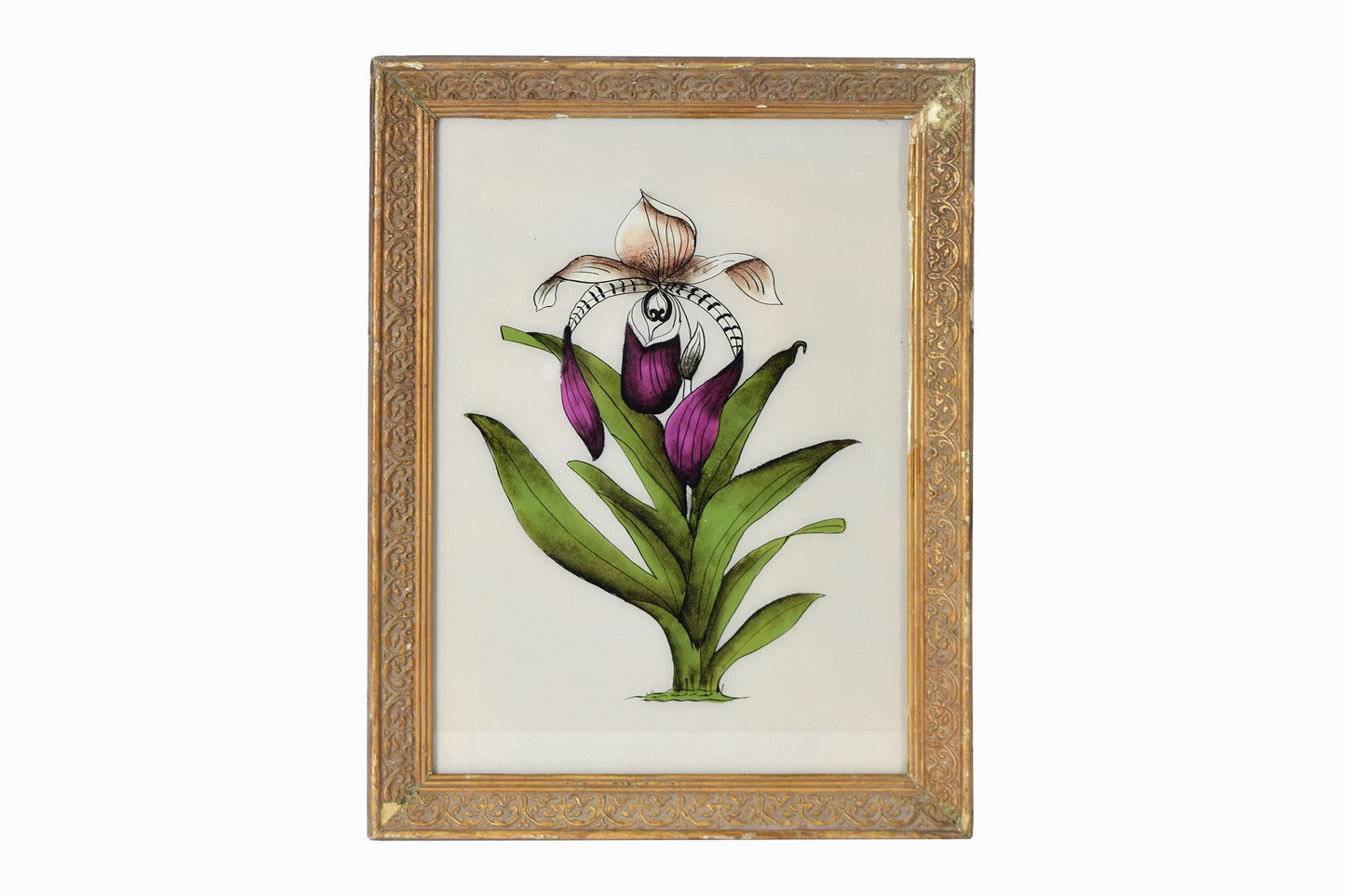 Indian glass painting of an orchid (large)