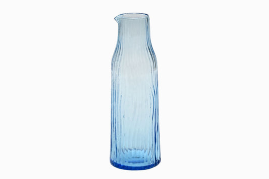 GROOVED GLASS CARAFE BLUE