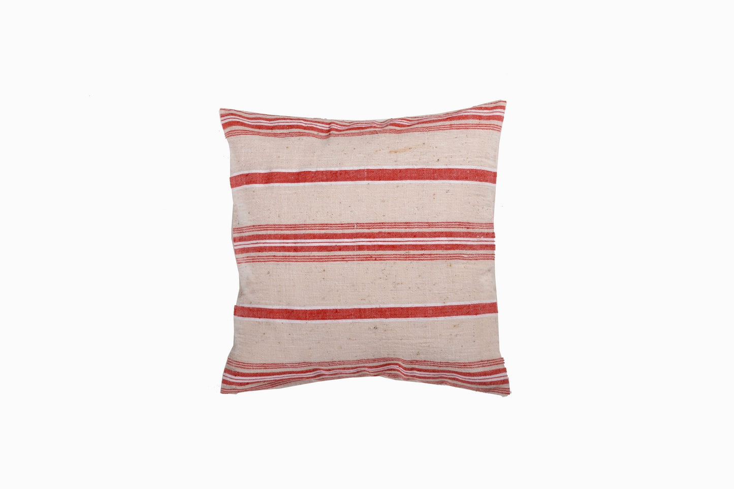 Turkish linen small coral/cream square cushion