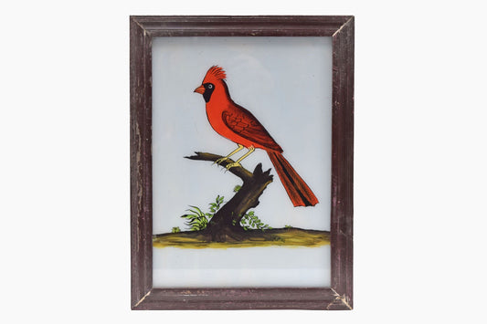 Indian glass painting of a red bird (large)