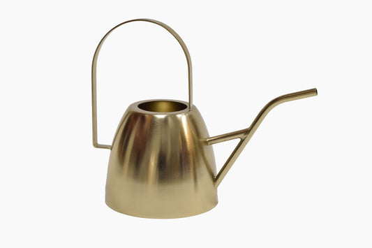 Polished gold metal watering can