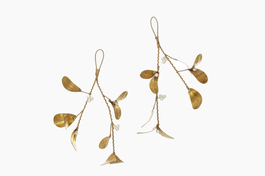 GOLD MISTLETOE TREE DECORATIONS (PAIR)