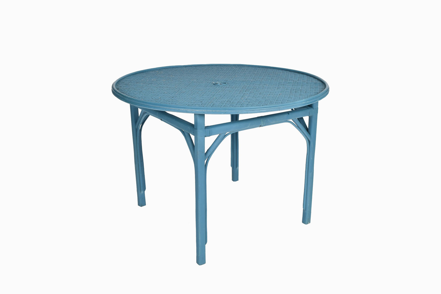 Bentwood and rattan dining table blue