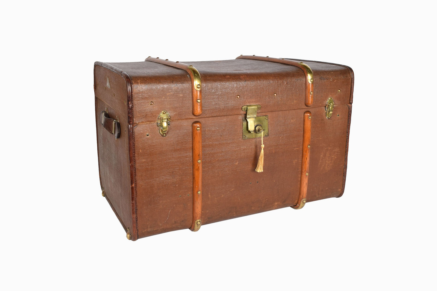 1930's LEATHER STEAMER TRUNK