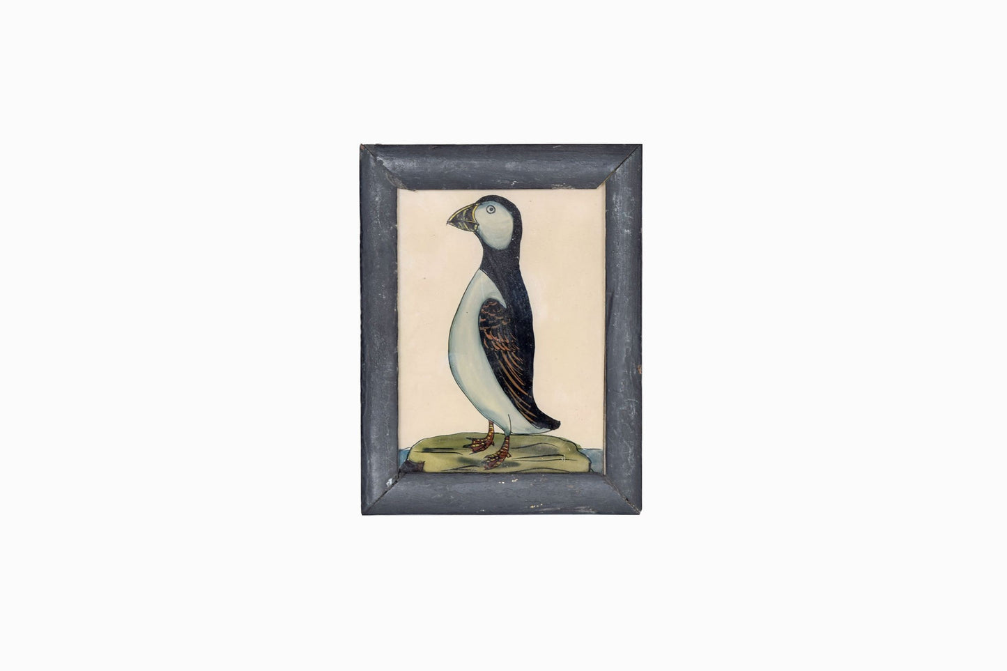 Indian glass painting of a bird with a white chest (small)