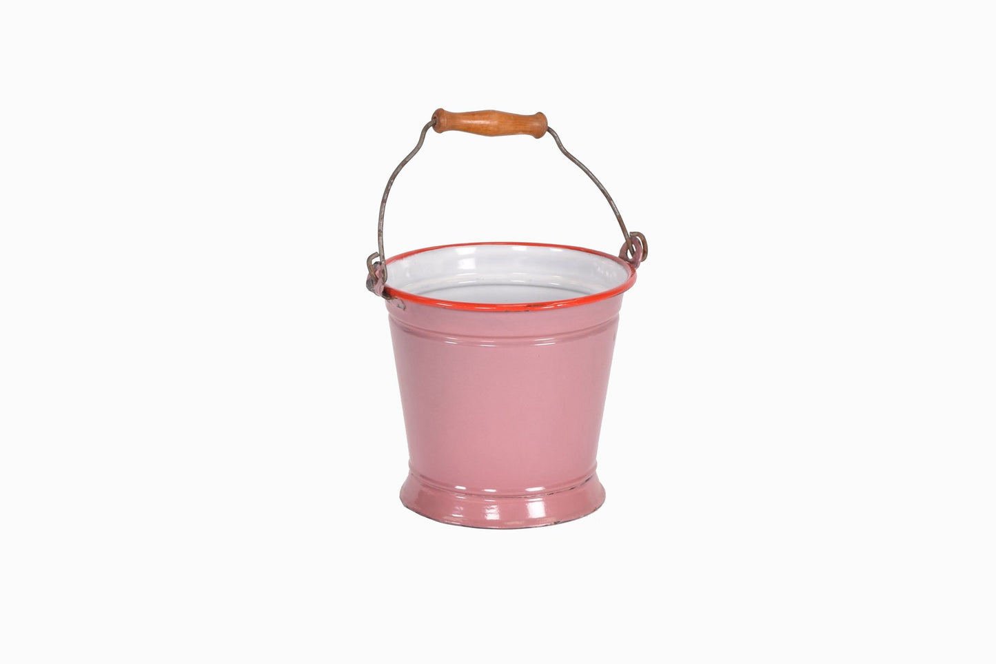 Vintage pink enamel bucket