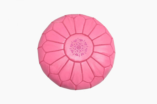 CHILDRENS LEATHER PINK POUFFE