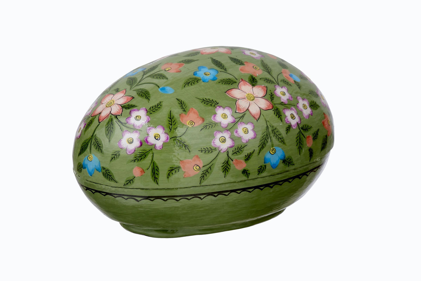 Grande boîte à œufs de Pâques à fleurs vertes
