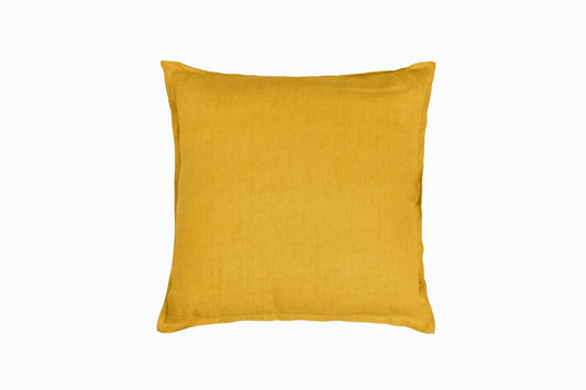 Linen cushion ochre