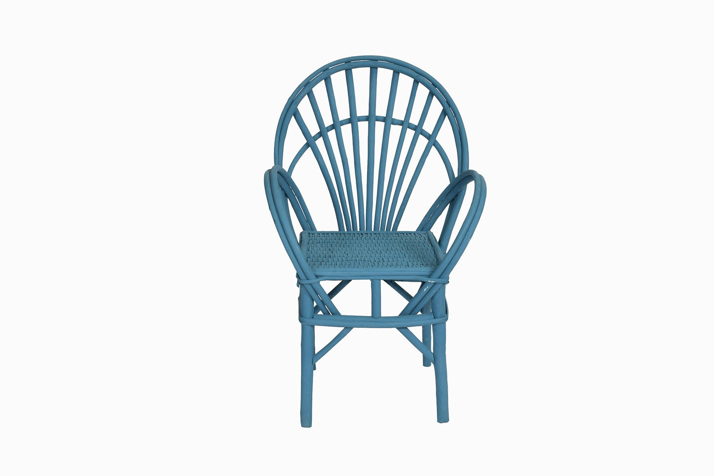 Chaise en bois courbé et rotin Réf B bleu