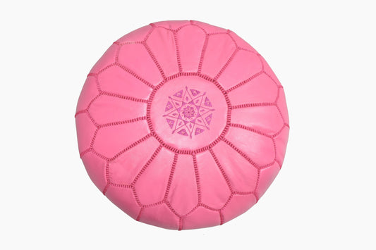 LEATHER POUFFE HOT PINK