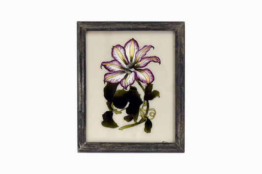 Pintura india sobre vidrio de una orquídea morada (mediana)