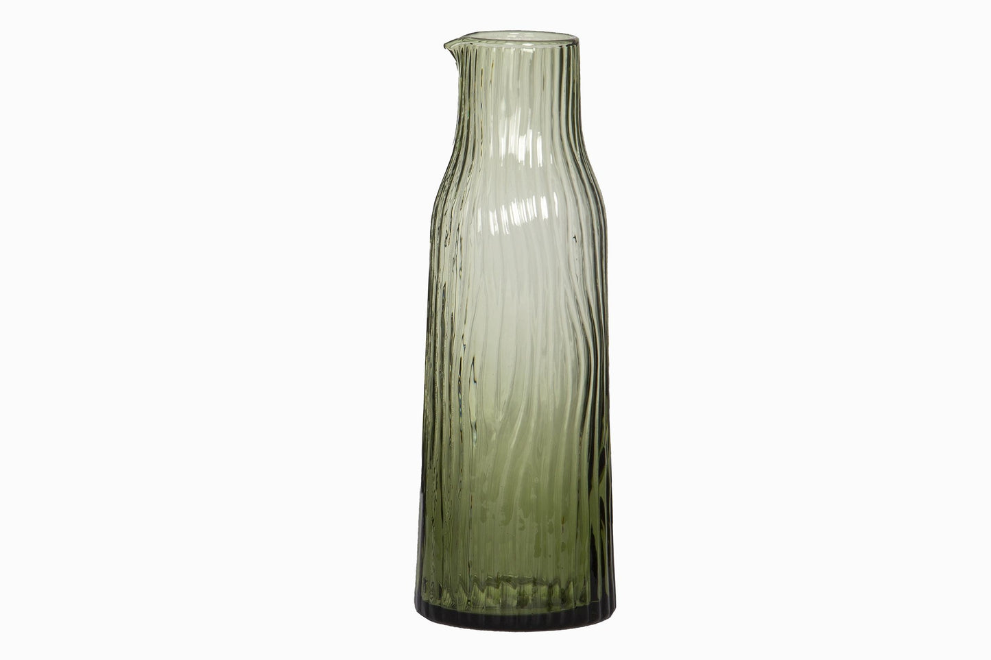Grooved glass carafe green