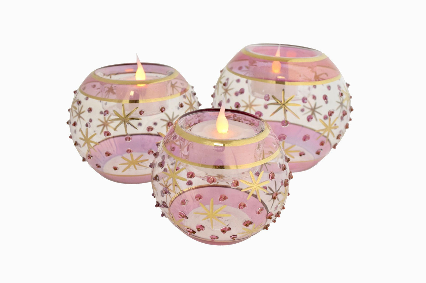 Egyptian glass candle holders Pink