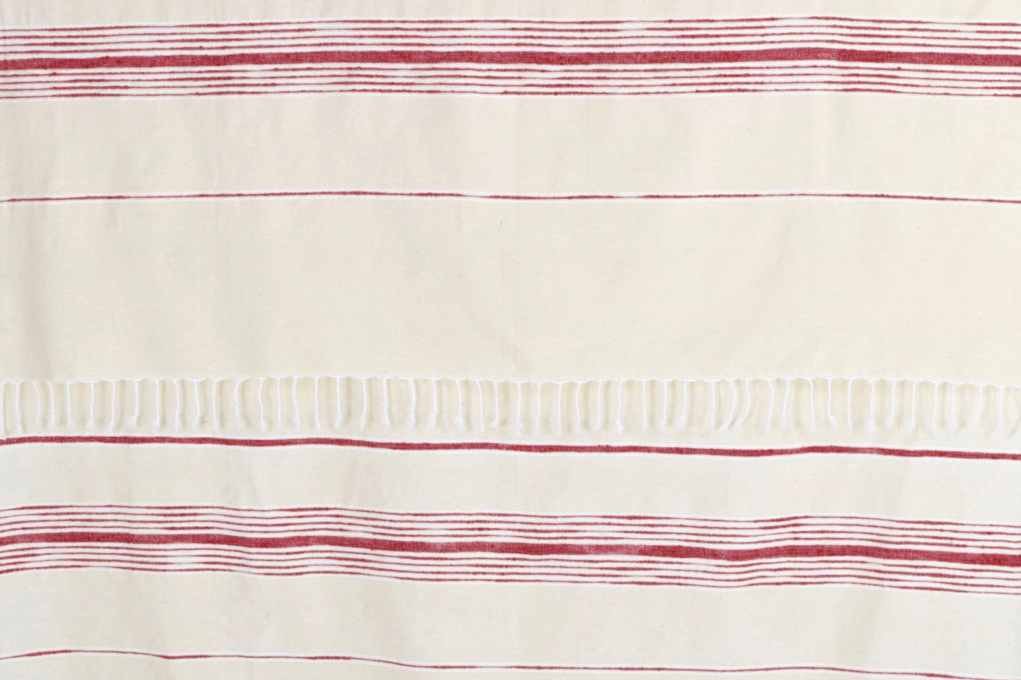 Moroccan red/cream wool  stripe bedcover