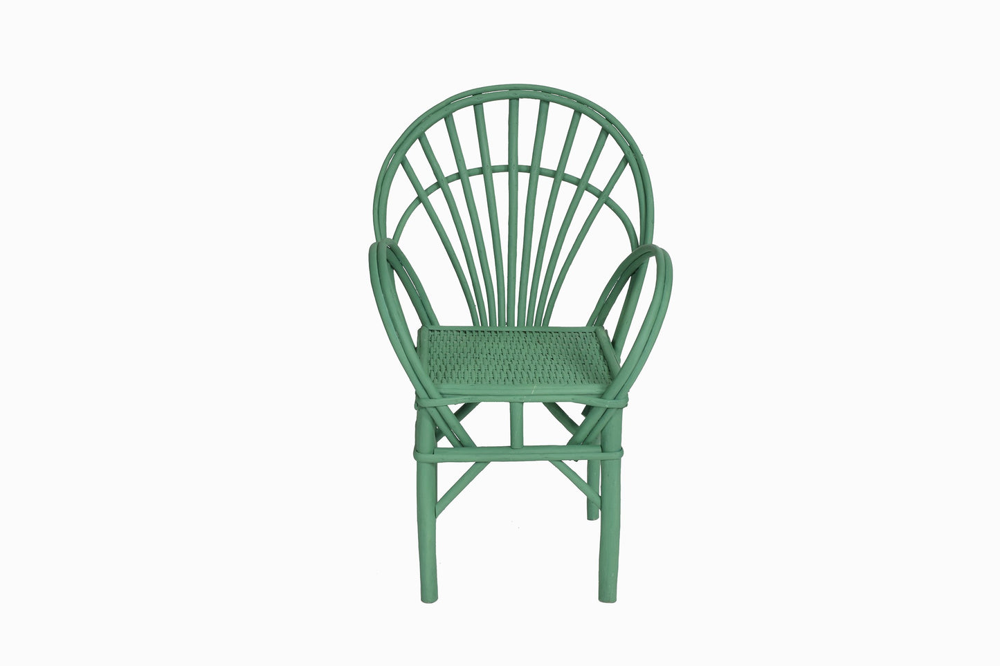 Chaise en bois courbé et rotin Réf B vert