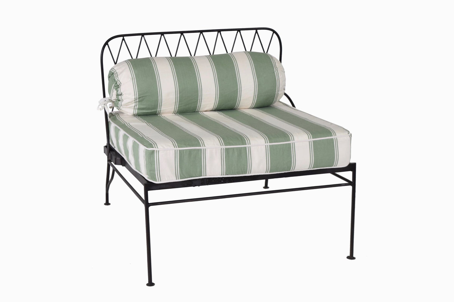 CHAISE PALM SPRINGS GUNMETAL Coussins à rayures vertes et crème