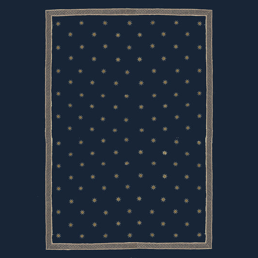 Mur Traditionnel Raj 2m - Étoile Dorée - Indigo